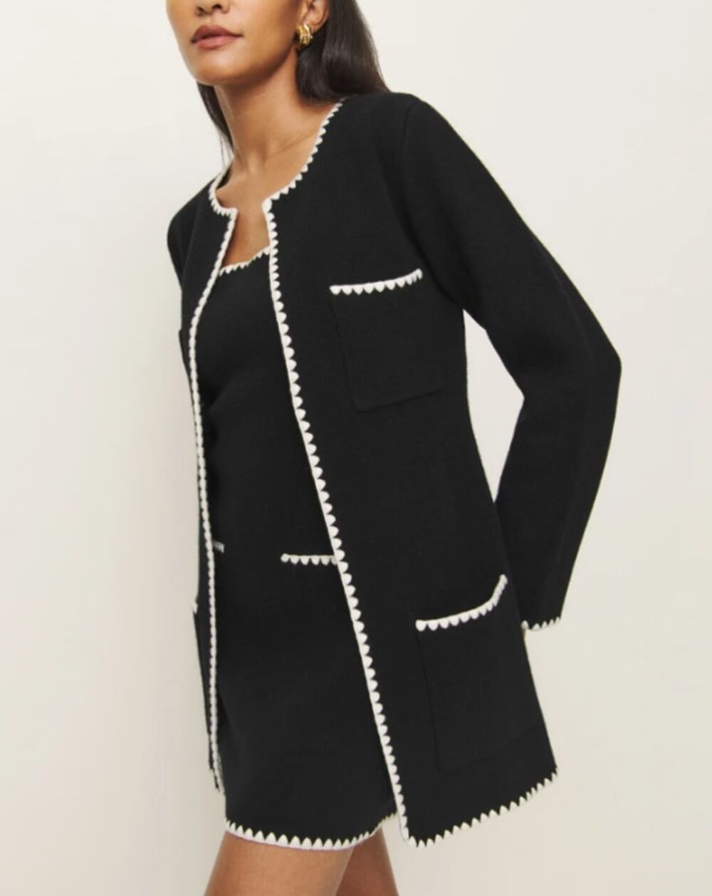 Reformation Isabelle Regenerative Wool Sweater Jacket Black Size Medium NWT